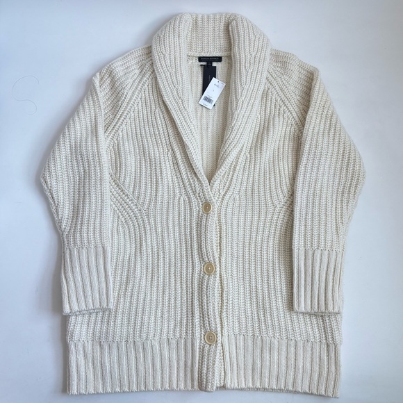 Banana Republic Cream Shawl Collar Knitted Chunky Cardigan Sweater Size Large